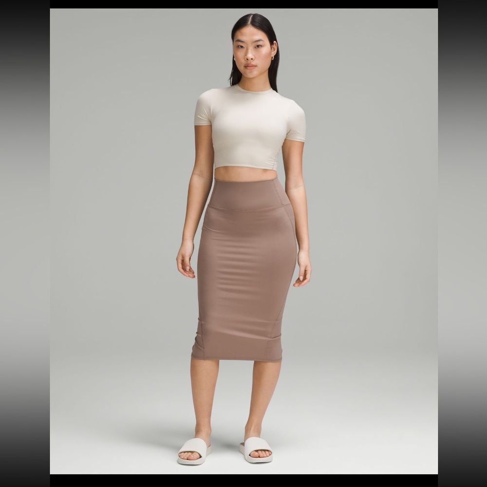 Lululemon Nulu Slim-Fit High-Rise Skirt Taupetastic Pencil Bodycon (48)